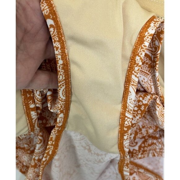 D & Co. Beach Womens 22W Orange Paisley Ruched Faux Wrap Adjust Strap Sw… - Picture 12 of 16